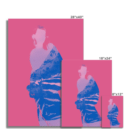 Female Silhouette in Magenta, Pink and Blue Fine Art Print