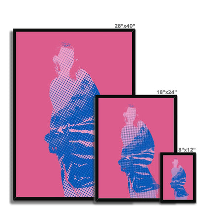 Female Silhouette in Magenta, Pink and Blue Framed Print