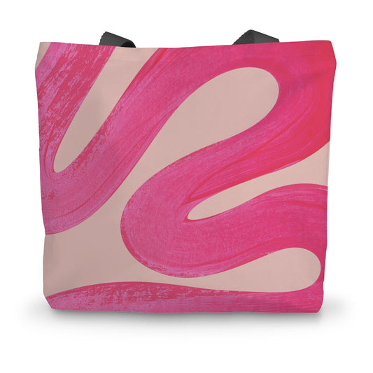 Painted Wave in Fuchsia Pink Canvas Tote Bag