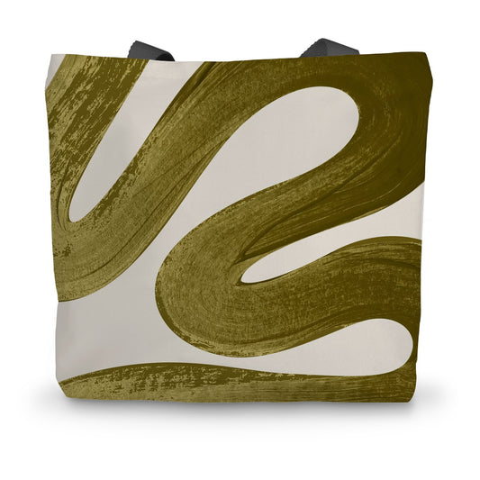 Painted Wave in Khaki Green Canvas Tote Bag