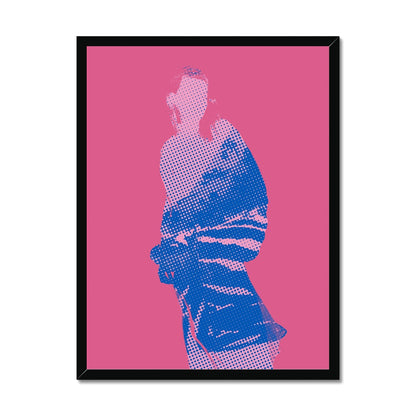 Female Silhouette in Magenta, Pink and Blue Framed Print