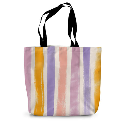 Painted Stripes Primavera Canvas Tote Bag