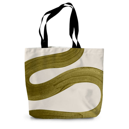 Painted Wave in Khaki Green Canvas Tote Bag