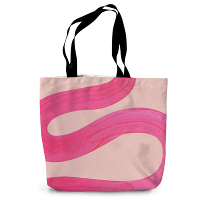 Painted Wave in Fuchsia Pink Canvas Tote Bag