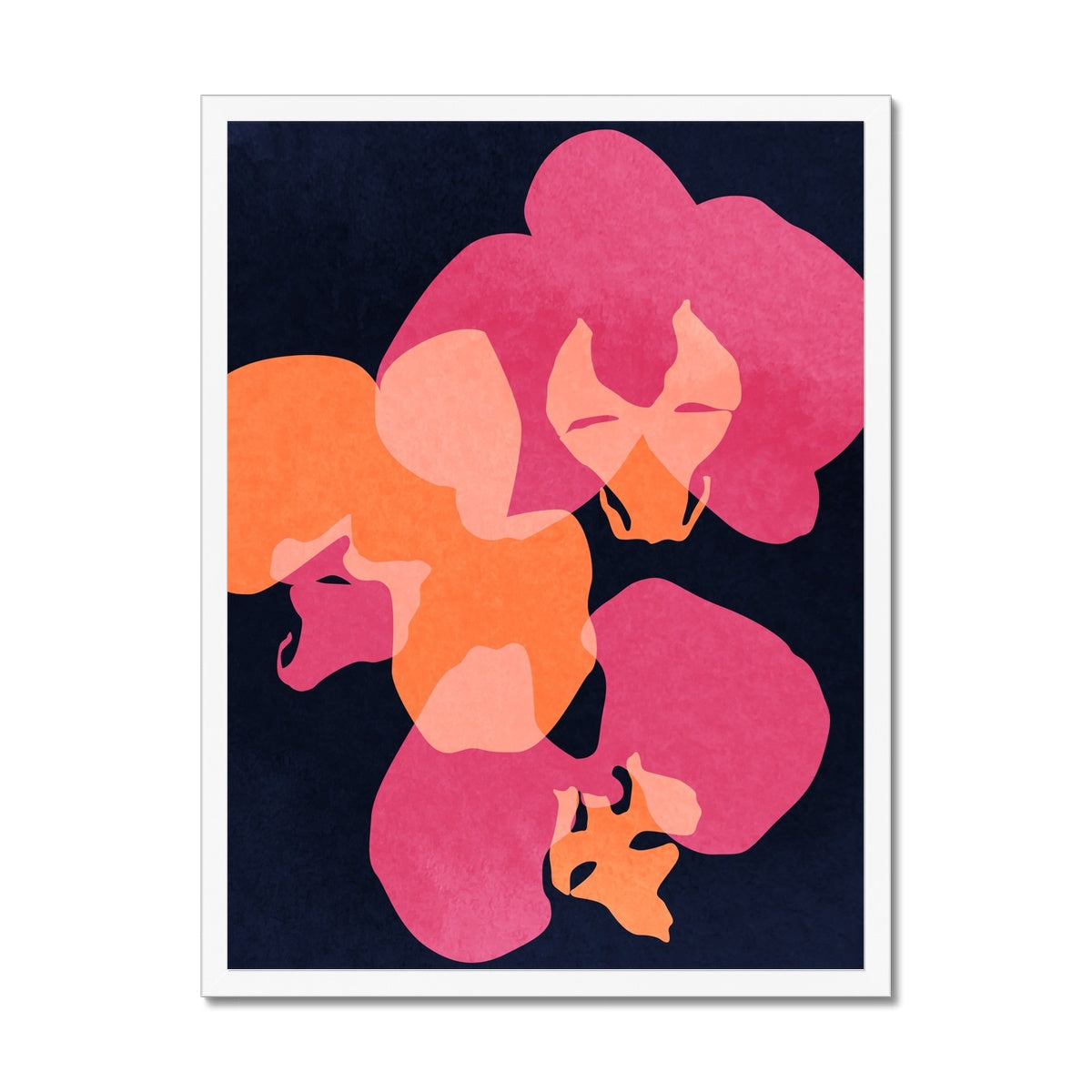 Orchids Contrast Dark Framed Print