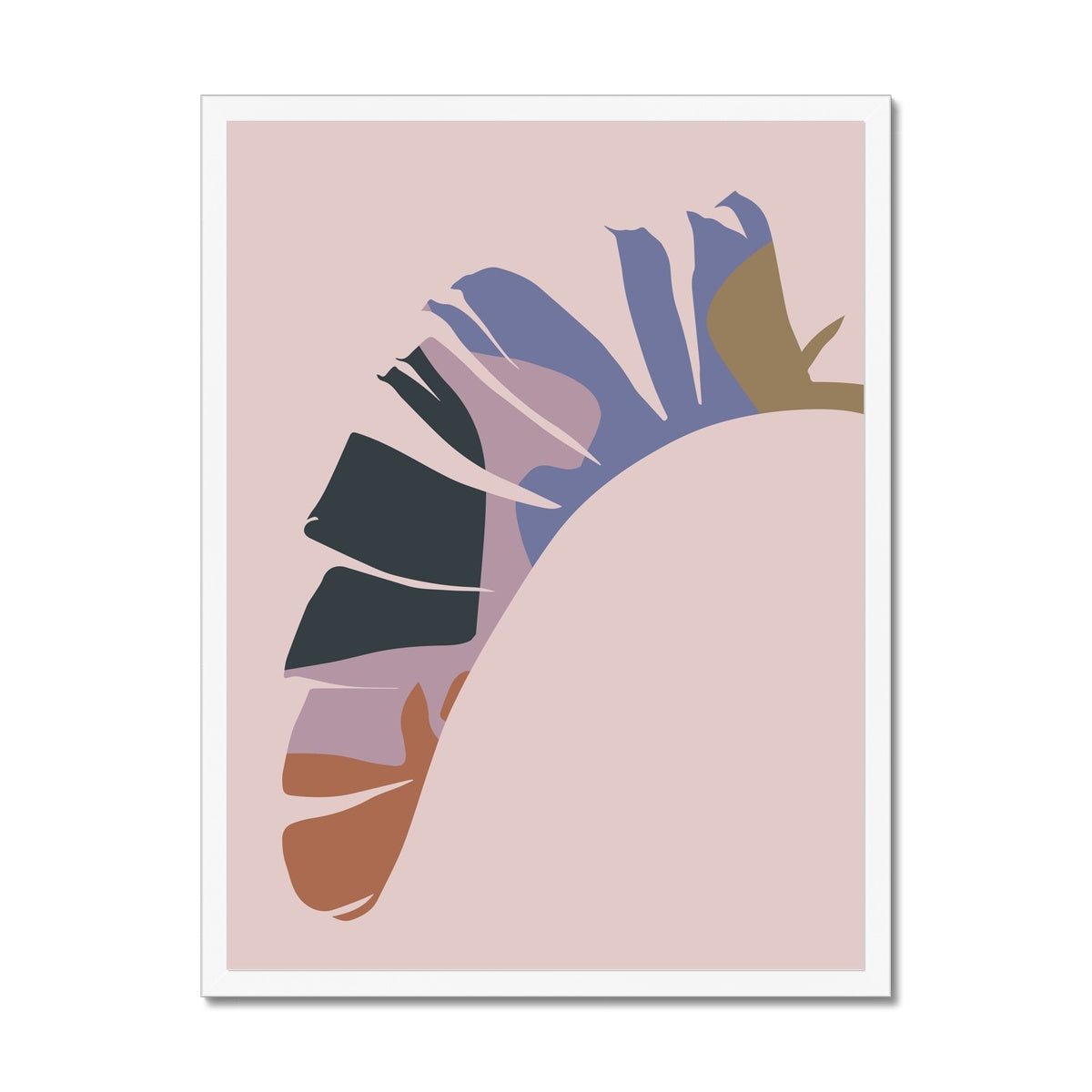 Colour Block Palm Leaf in Pastel Framed Print