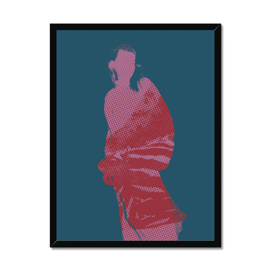 Female Silhouette in Jade, Pink and Red Framed Print